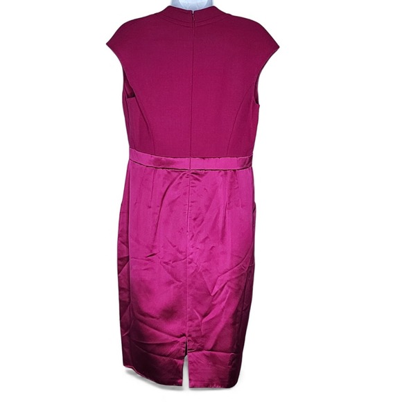 Carmen Marc Valvo Cap-sleeve Cocktail Dress Raspberry Pink Sz 10 - Picture 4 of 14